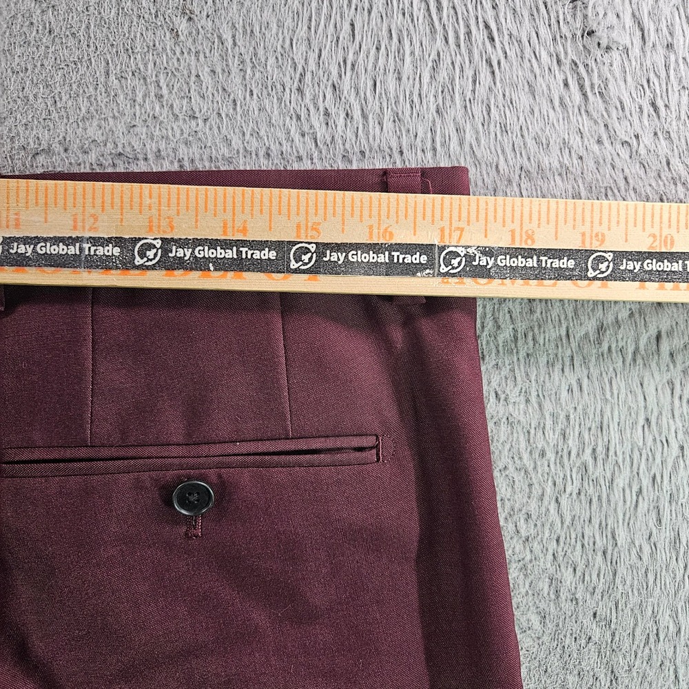 Next Tailoring Mens Burgundy Wool Rich Blend Dress Pants 34x31 - Picture 8 of 11